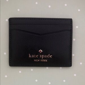 Kate Spade Black Card Wallet with Gold Accents